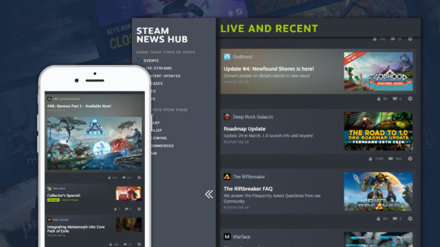 Steam's personalized news hub keeps you updated about your games