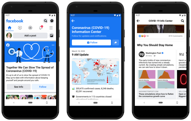 Facebook adds coronavirus ‘information center’ to News Feed
