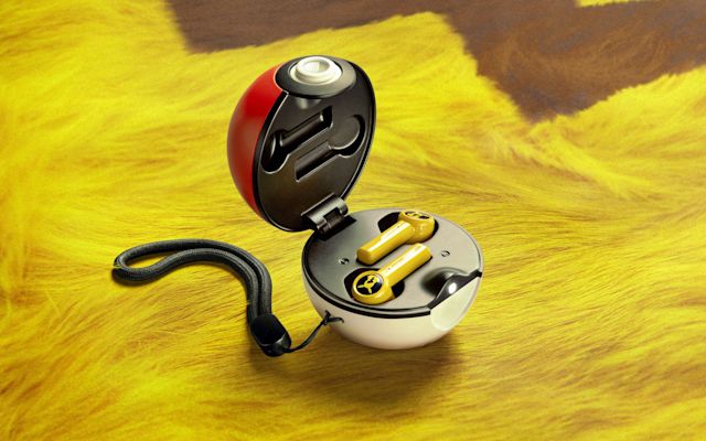 Razer's Pikachu wireless earbuds are stored in a Poké Ball