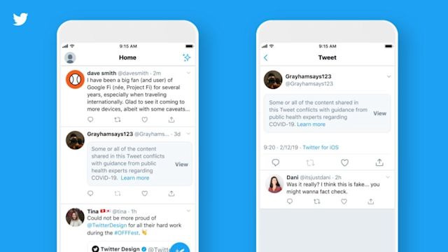 Twitter will add labels to tweets with misleading COVID-19 claims