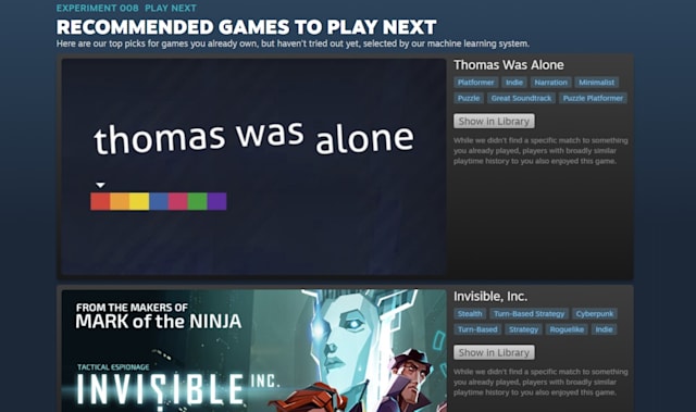 Steam uses AI to find interesting games you already own