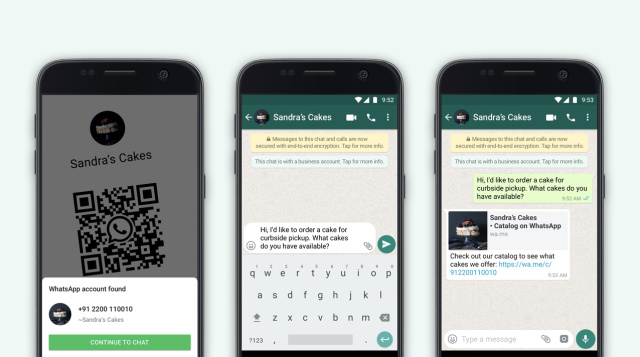 Businesses on WhatsApp can share their info with QR codes